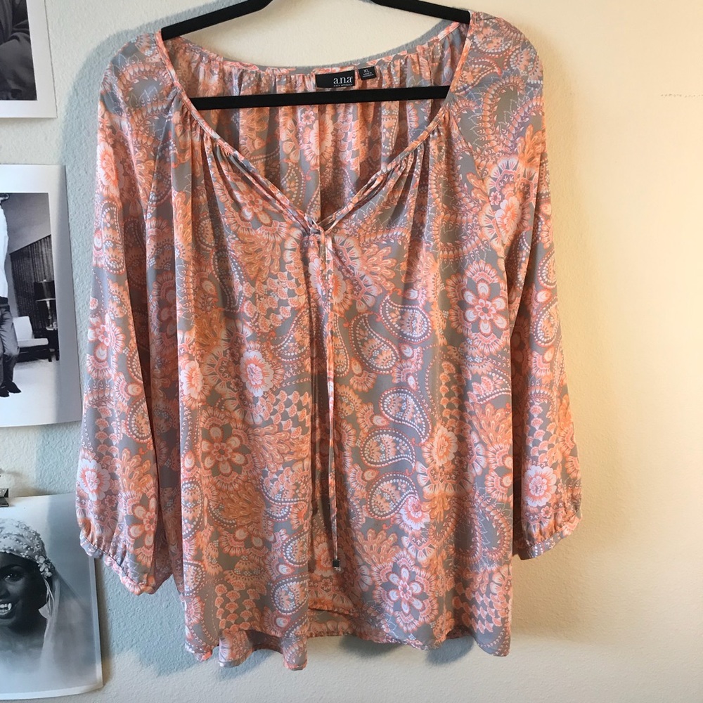 Orange/Grey Blouse